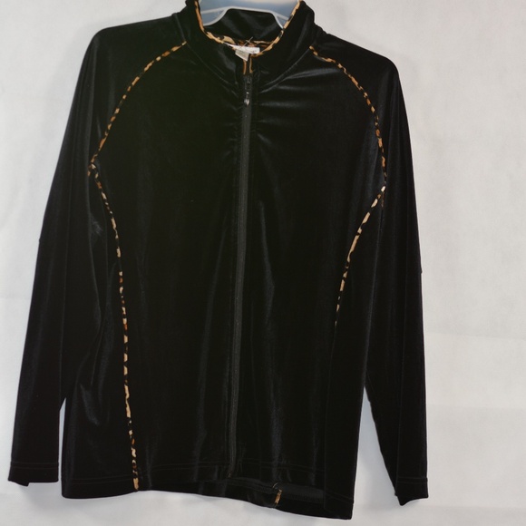 Black Stretch Velvet Coldwater Creek Top SZ XL NWOT - Picture 4 of 9